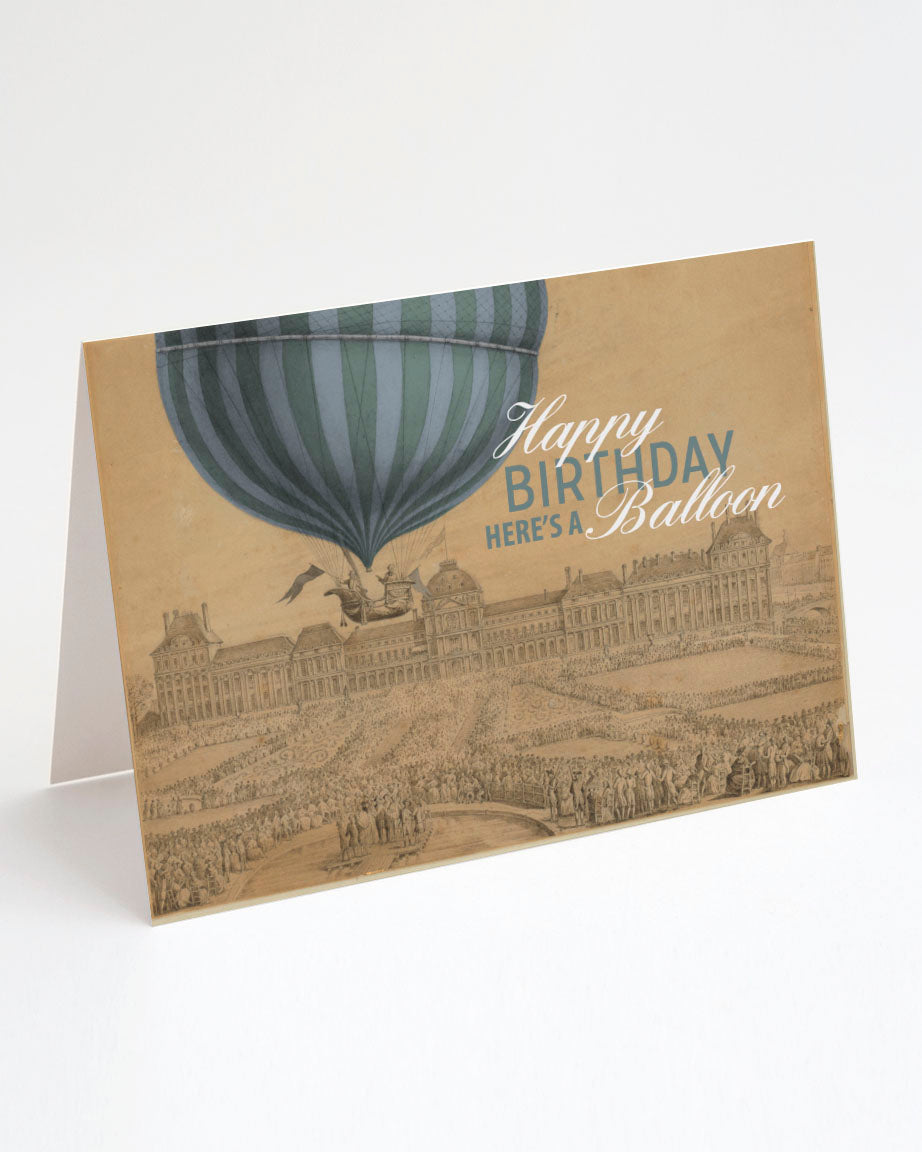 A Happy Birthday Balloon Greeting Card with an image of a hot air balloon by Cognitive Surplus.