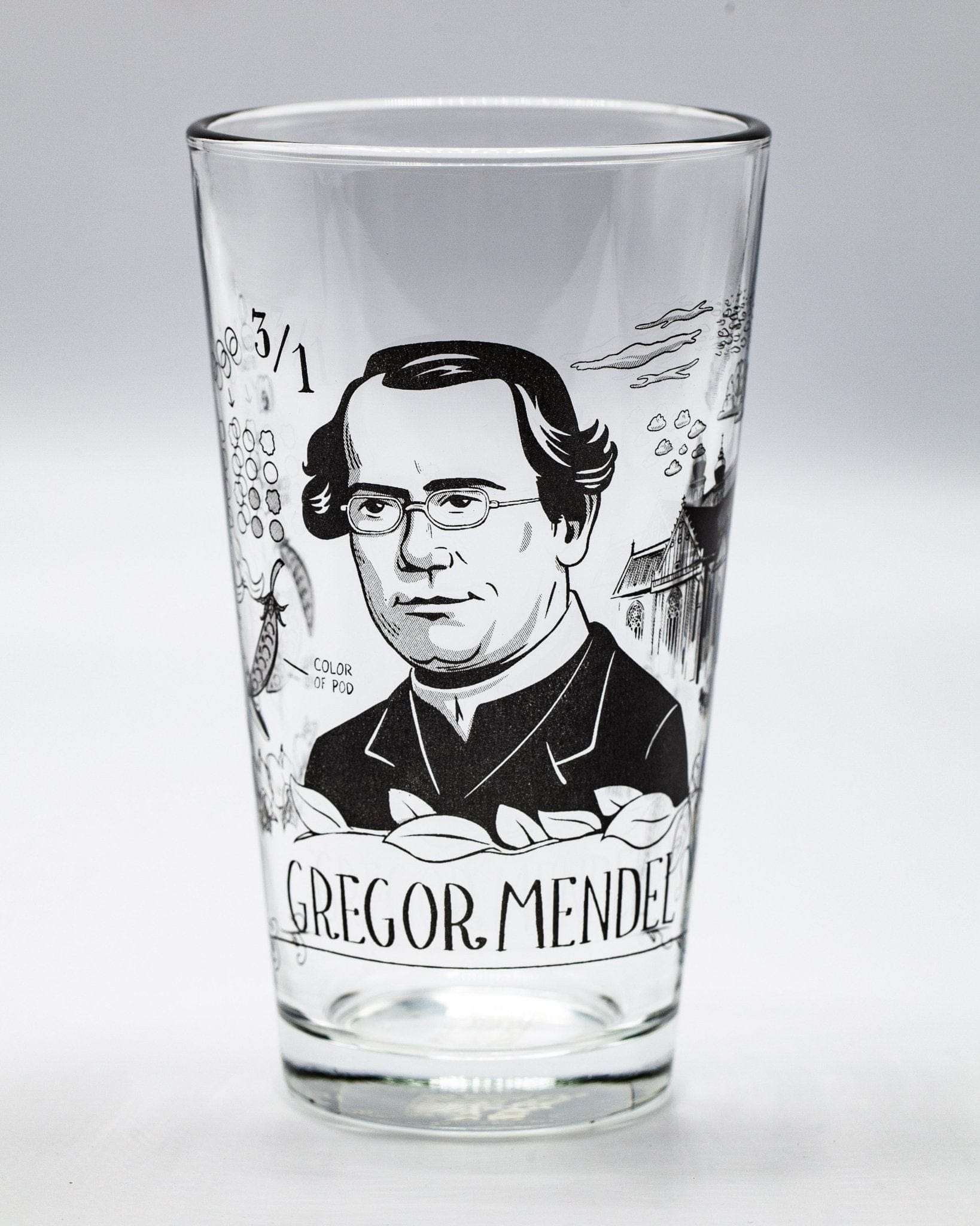 Gregor Mendel Pint Glass Cognitive Surplus