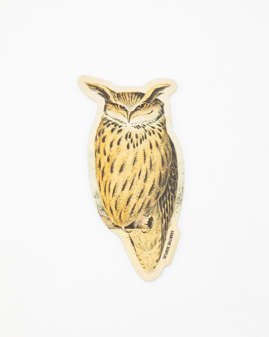 An Eagle Owl sticker by Cognitive Surplus on a white background.