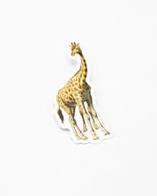 A Cognitive Surplus Giraffe Sticker of a giraffe standing on a white surface.
