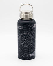 A Cognitive Surplus Astronomy 32 oz Steel Bottle with a space map on it.