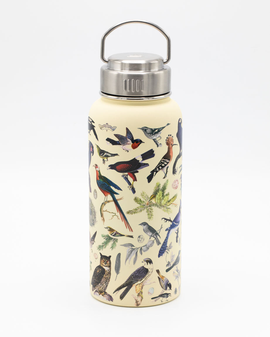 A Birds 32 oz Steel Bottle with birds on it from Cognitive Surplus.