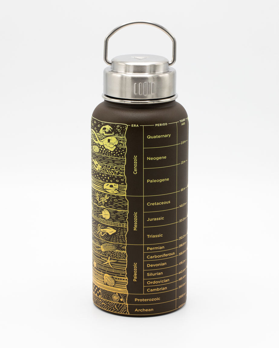 An image of a Core Sample 32 oz Steel Bottle with a map on it, Cognitive Surplus.