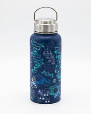 A Genetics & DNA 32 oz Steel Bottle with a blue design on it from Cognitive Surplus.