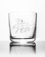 A SECONDS: Mars Rover Perseverance Whiskey Glass with a drawing of a car on it by Cognitive Surplus.