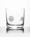 A Solar System Whiskey Glass with a design of planets on it by Cognitive Surplus.