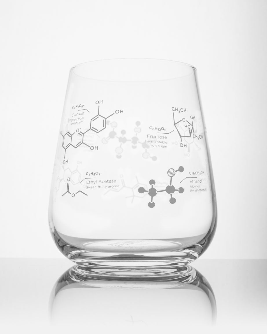 A SECONDS: Chemistry of Wine Glass with a molecule on it from Cognitive Surplus.