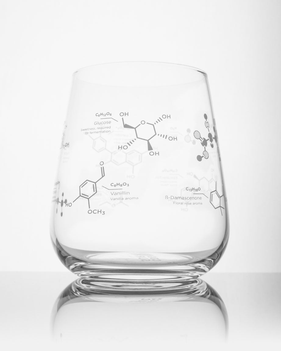 A SECONDS: Chemistry of Wine Glass with a molecule on it from Cognitive Surplus.
