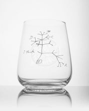 A Tree of Life Wine Glass with a drawing of a tree on it from Cognitive Surplus.