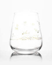 A SECONDS: Night Sky Star Chart Wine Glass with constellations drawn on it by Cognitive Surplus.