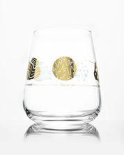 A SECONDS: Rock Cycle Wine Glass with a gold design on it from Cognitive Surplus.