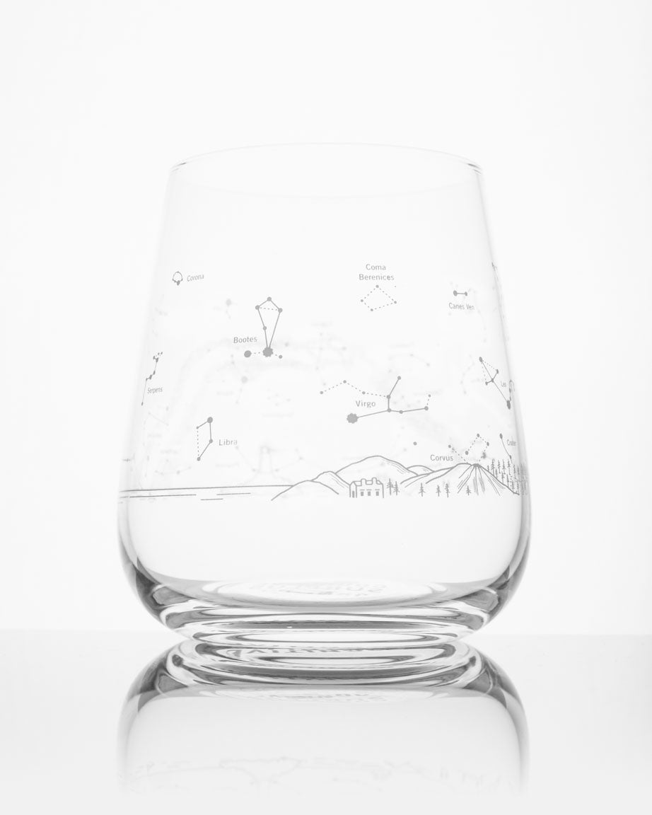 A Night Sky Star Chart Wine Glass with a constellation on it from Cognitive Surplus.