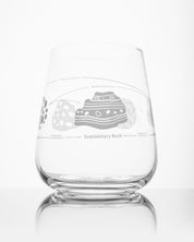 A Rock Cycle Wine Glass with a design on it made by Cognitive Surplus.